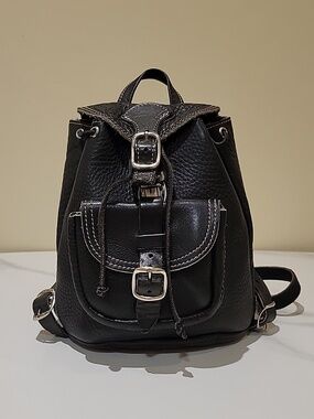 Roots Mini Black Leather Backpack
